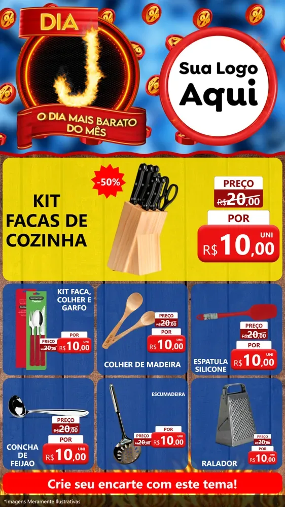 Modelo de Rede Social para Stories com o tema Dia J - O Dia Mais Barato Do Mês para Utilidades Domésticas