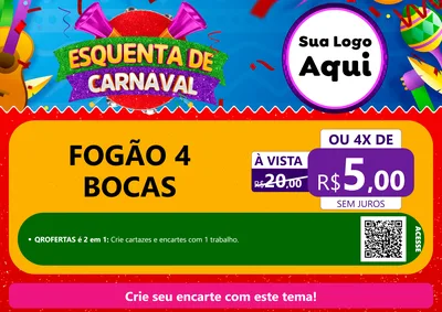 Modelo de Cartaz para Cartaz A4 Horizontal com o tema Esquenta de Carnaval para Móveis e Eletro