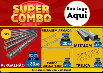 Modelo de Encarte para Encarte A4 Horizontal com o tema Super Combo para Ferragens