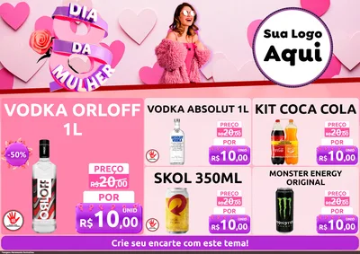 Modelo de Encarte para Encarte A4 Horizontal com o tema Dia da Mulher para Distribuidora de bebidas