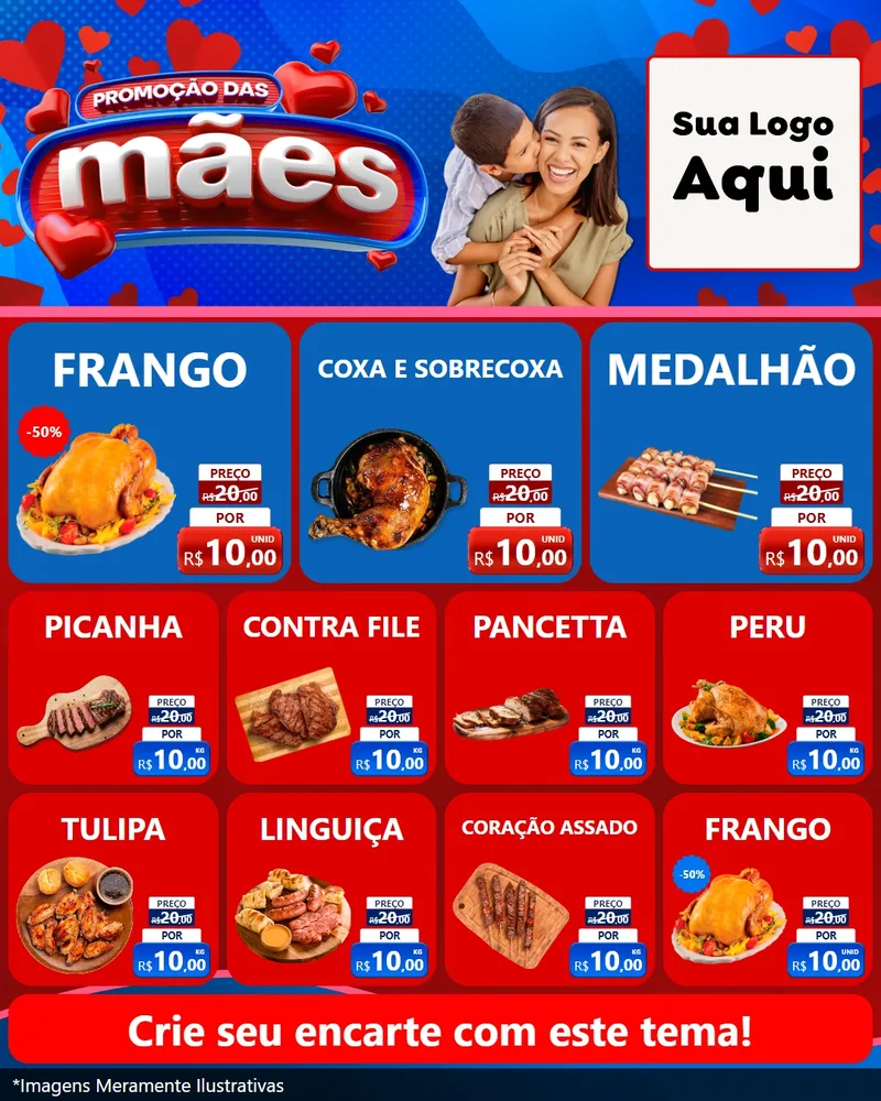 Modelo de Rede Social para Feed Instagram com o tema Promoção das Mães para Assados