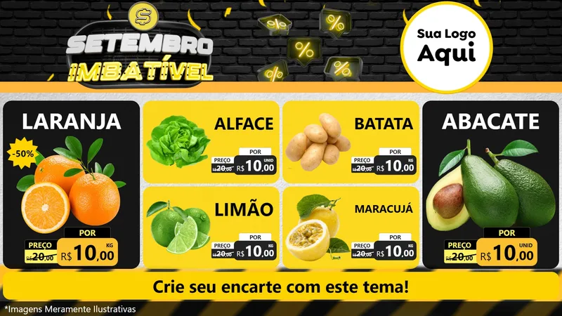 Modelo de TV para TV Horizontal com o tema Setembro Imbatível para Hortifrúti