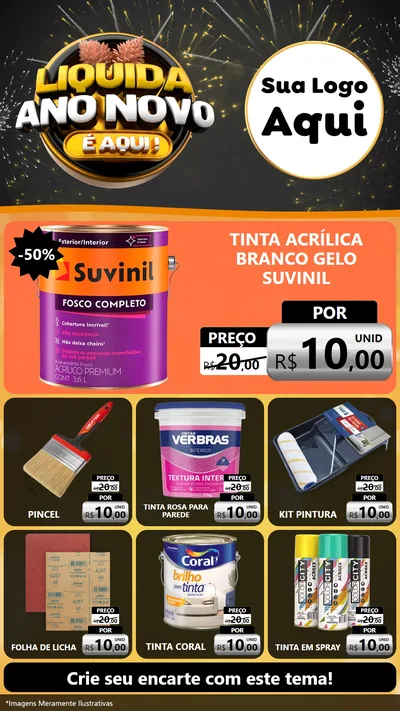 Modelo de Rede Social para Stories com o tema Liquida Ano Novo É Aqui! para Tintas e Ferramentas