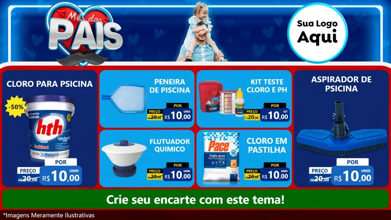 Modelo de TV para TV Horizontal com o tema Mês Dos Pais para Produtos para Piscina
