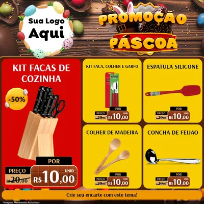 Modelo de Rede Social para Feed Facebook com o tema Promoção Páscoa para Utilidades Domésticas