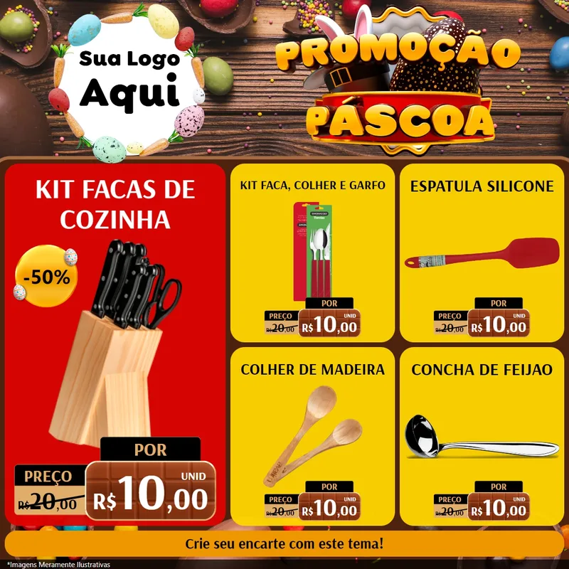 Modelo de Rede Social para Feed Facebook com o tema Promoção Páscoa para Utilidades Domésticas