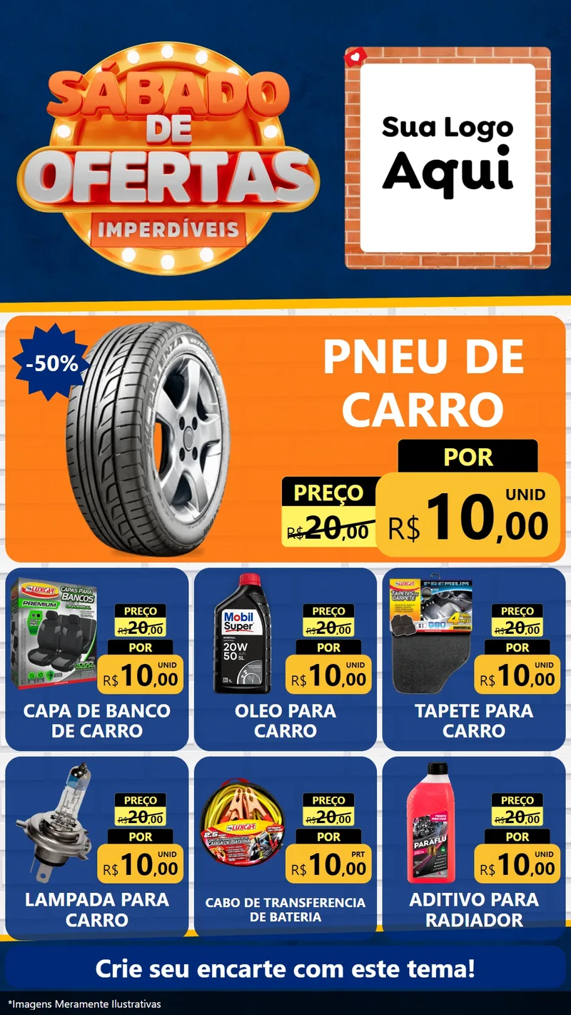 Modelo de Rede Social para Stories com o tema Sábado de Ofertas Imperdíveis para Auto peças