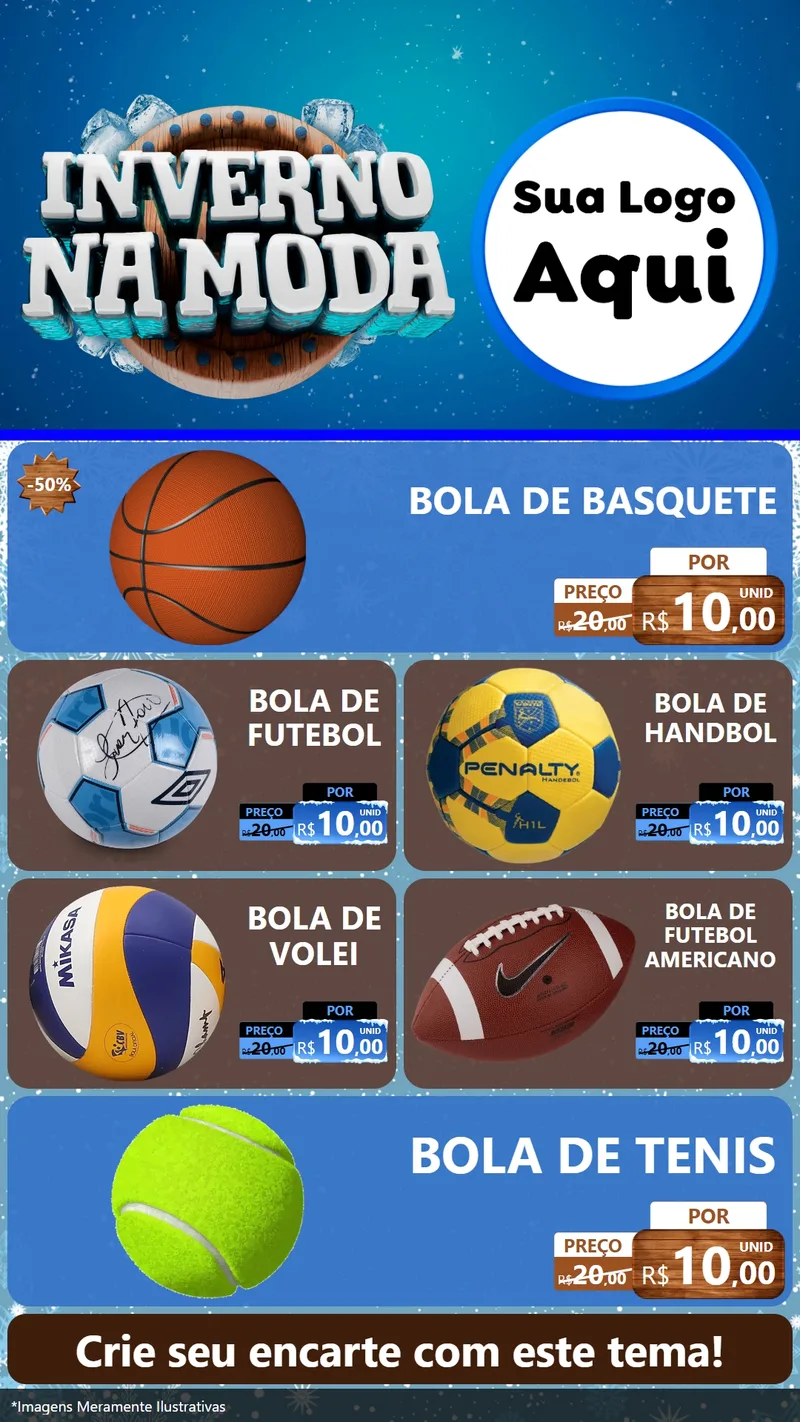 Modelo de TV para TV Vertical com o tema Inverno na Moda para Artigos Esportivos