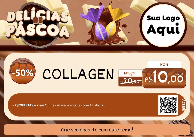 Modelo de Cartaz para Cartaz A4 Horizontal com o tema Delícias de Páscoa para Suplementos alimentares