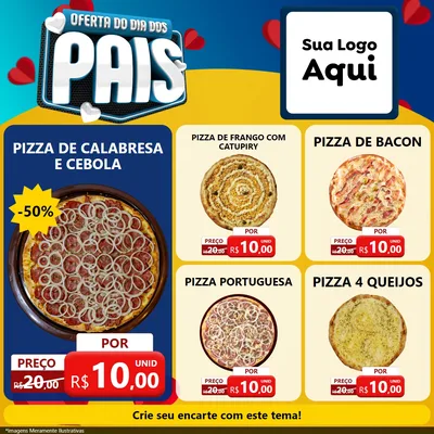 Modelo de Rede Social para Feed Facebook com o tema Oferta Do Dia Dos Pais para Pizzaria