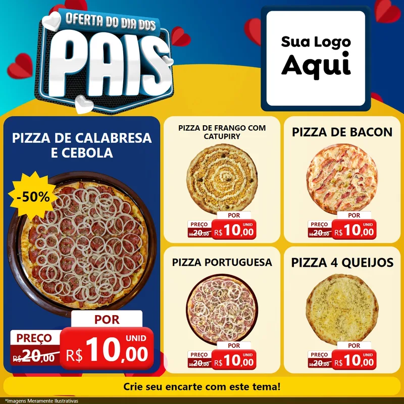 Modelo de Rede Social para Feed Facebook com o tema Oferta Do Dia Dos Pais para Pizzaria