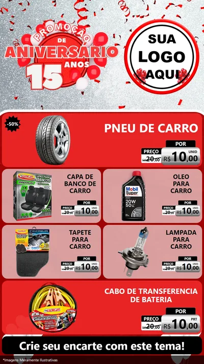 Modelo de TV para TV Vertical com o tema Promoção de Aniversário - 15 Anos para Auto peças