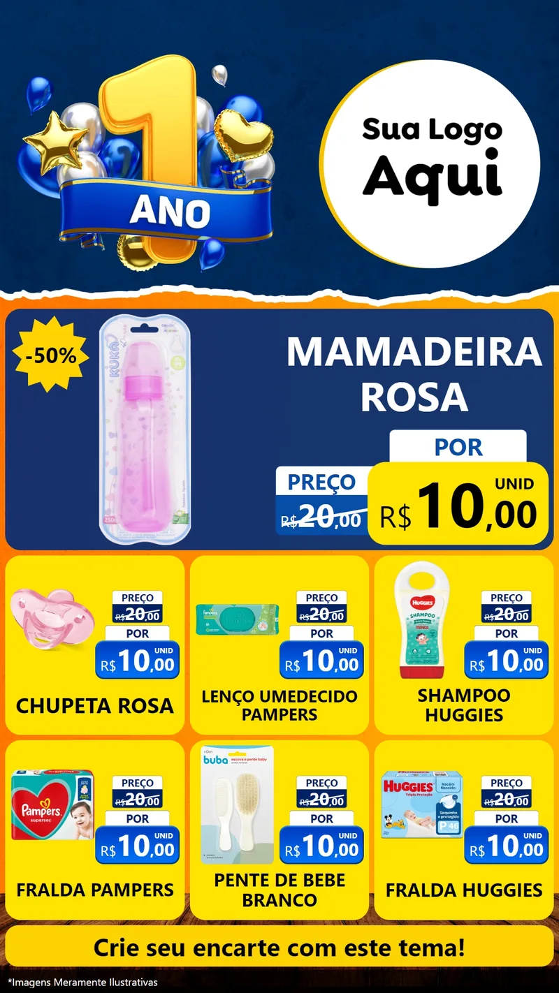 Modelo de Rede Social para Stories com o tema Um Ano de Aniversário para Bebês