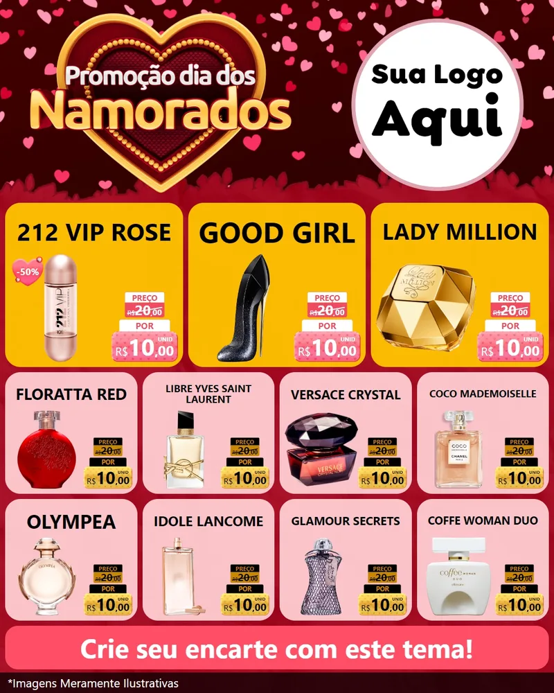 Modelo de Rede Social para Feed Instagram com o tema Promoção Dia Dos Namorados para Perfumes