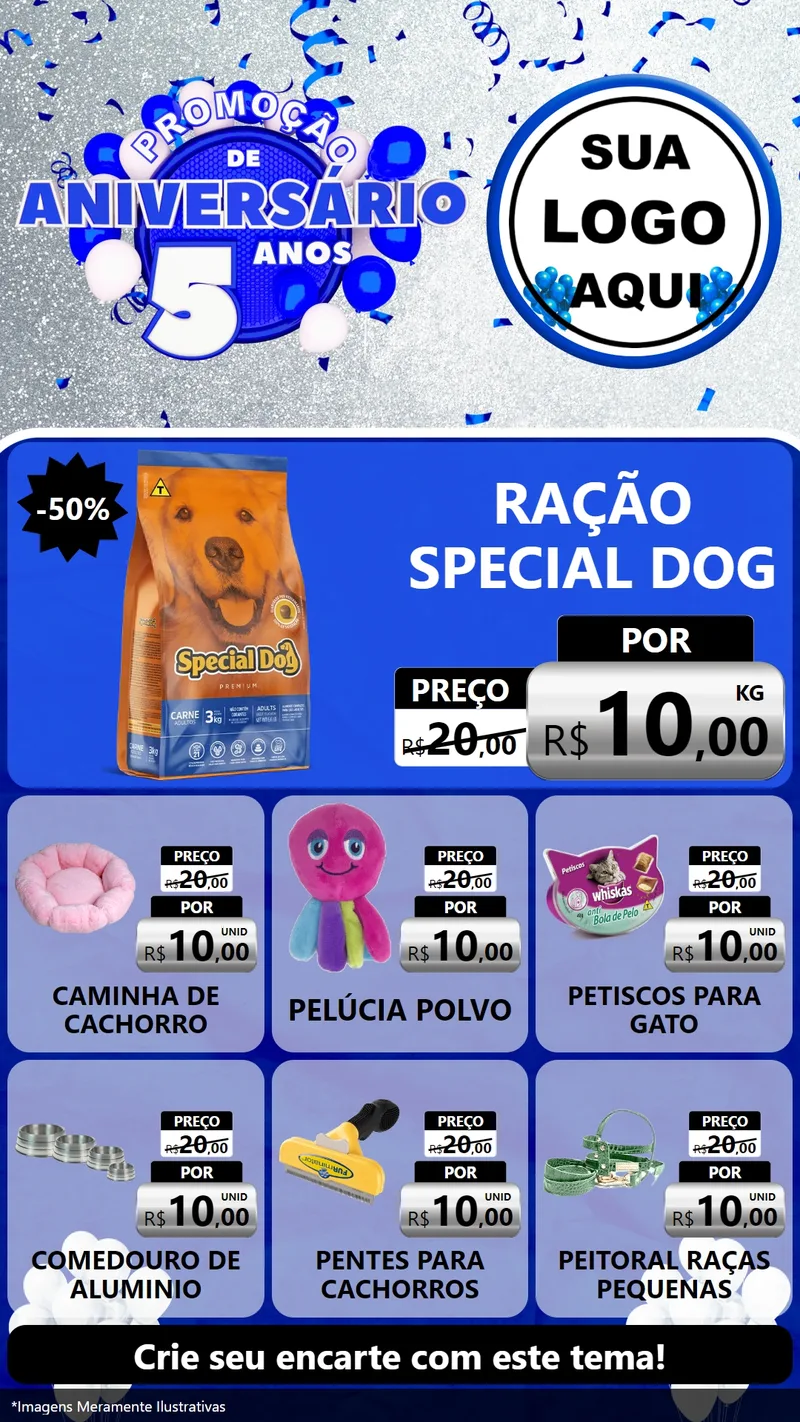 Modelo de Rede Social para Stories com o tema Promoção de Aniversário - 5 Anos para Pet Shop