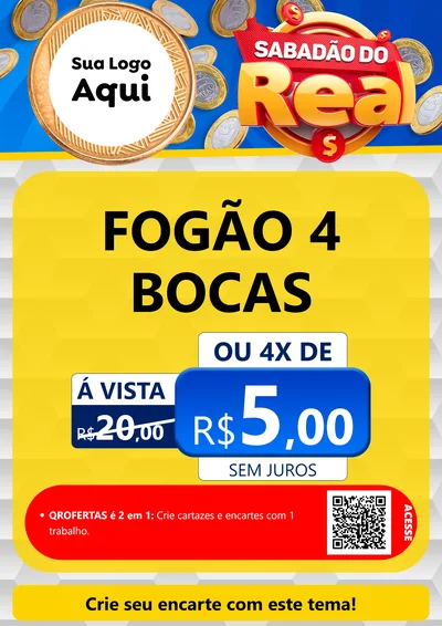 Modelo de Cartaz para Cartaz A4 Vertical com o tema Sabadão do Real para Móveis e Eletro