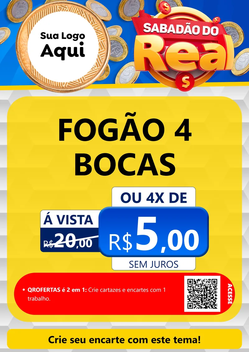 Modelo de Cartaz para Cartaz A4 Vertical com o tema Sabadão do Real para Móveis e Eletro