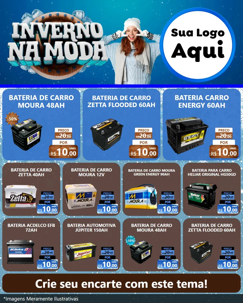 Modelo de Rede Social para Feed Instagram com o tema Inverno na Moda para Baterias Elétricas