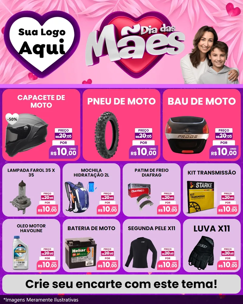 Modelo de Rede Social para Feed Instagram com o tema Dia das Mães para Moto peças