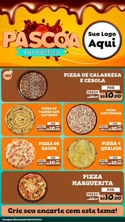 Modelo de TV para TV Vertical com o tema Páscoa Fantástica para Pizzaria