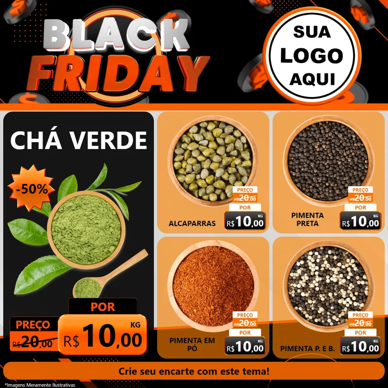 Modelo de Rede Social para Feed Facebook com o tema Black Friday para Produtos Naturais