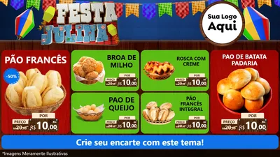 Modelo de TV para TV Horizontal com o tema Festa Julina para Padaria