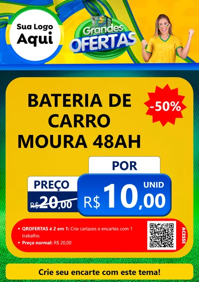 Modelo de Cartaz para Cartaz A4 Vertical com o tema Grandes Ofertas para Baterias Elétricas