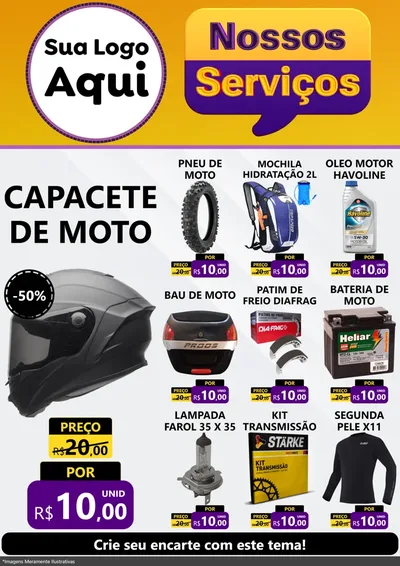 Modelo de Encarte para Encarte A4 Vertical com o tema Nossos Serviços para Moto peças