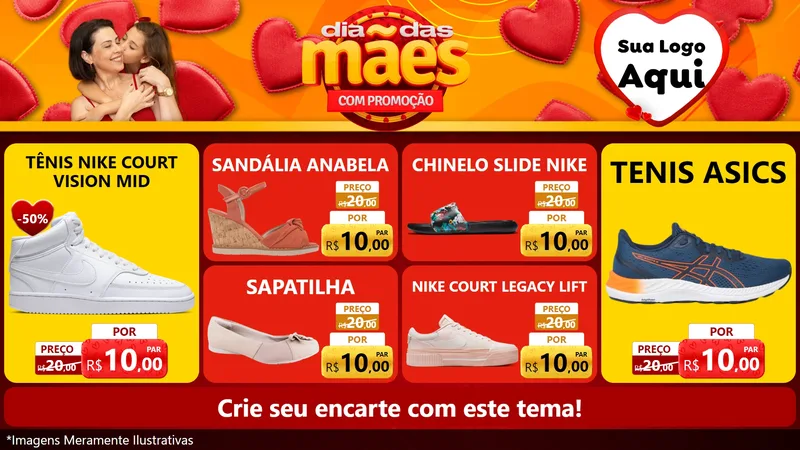 Modelo de TV para TV Horizontal com o tema Dia das Mães com Promoção para Calçados