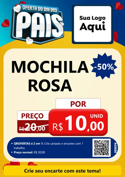 Modelo de Cartaz para Cartaz A4 Vertical com o tema Oferta Do Dia Dos Pais para Papelaria