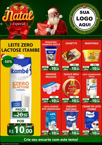 Modelo de Encarte para Encarte A4 Vertical com o tema Natal Especial para Frios e Laticínios