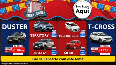 Modelo de TV para TV Horizontal com o tema Festa Junina para Concessionaria de Carros