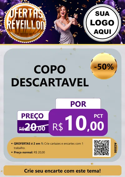 Modelo de Cartaz para Cartaz A4 Vertical com o tema Ofertas de Réveillon para Embalagens