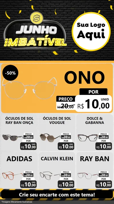 Modelo de Rede Social para Stories com o tema Junho Imbatível para Óticas