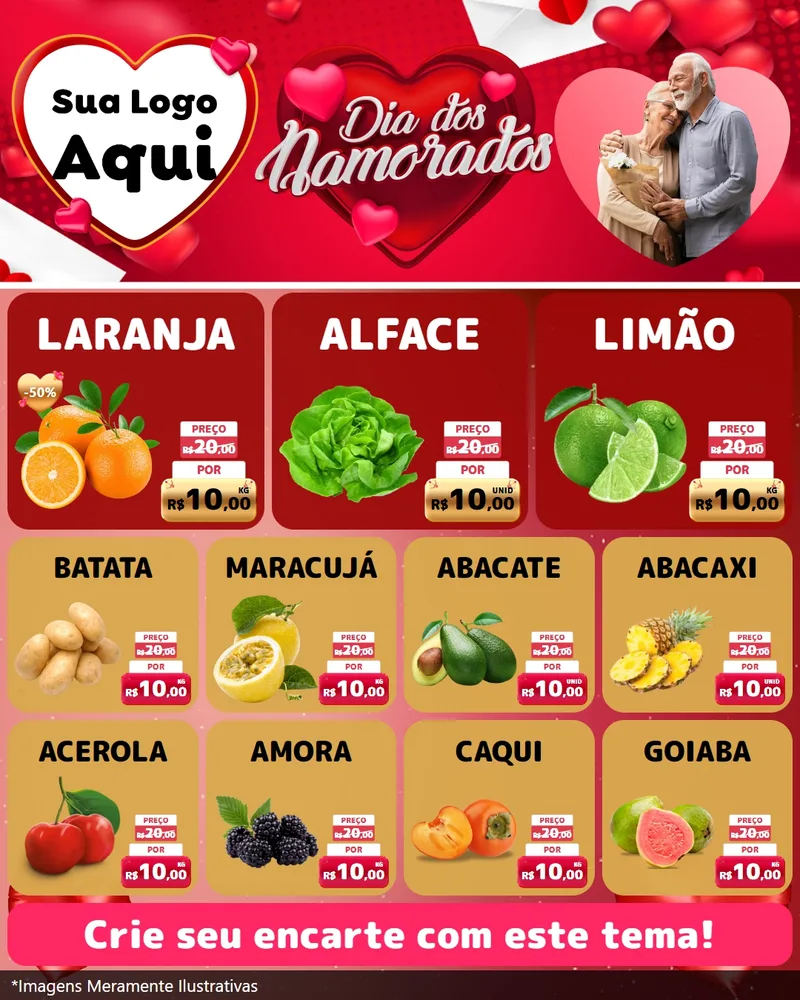 Modelo de Rede Social para Feed Instagram com o tema Dia Dos Namorados para Hortifrúti