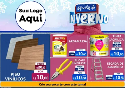 Modelo de Encarte para Encarte A4 Horizontal com o tema Ofertas de Inverno para Material para Construção