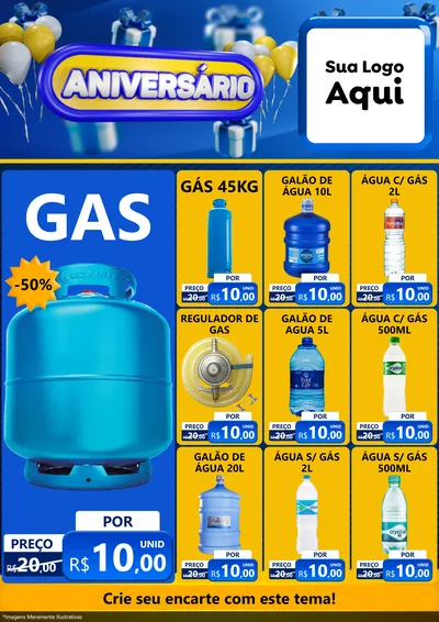 Modelo de Encarte para Encarte A4 Vertical com o tema Aniversário para Água e gás