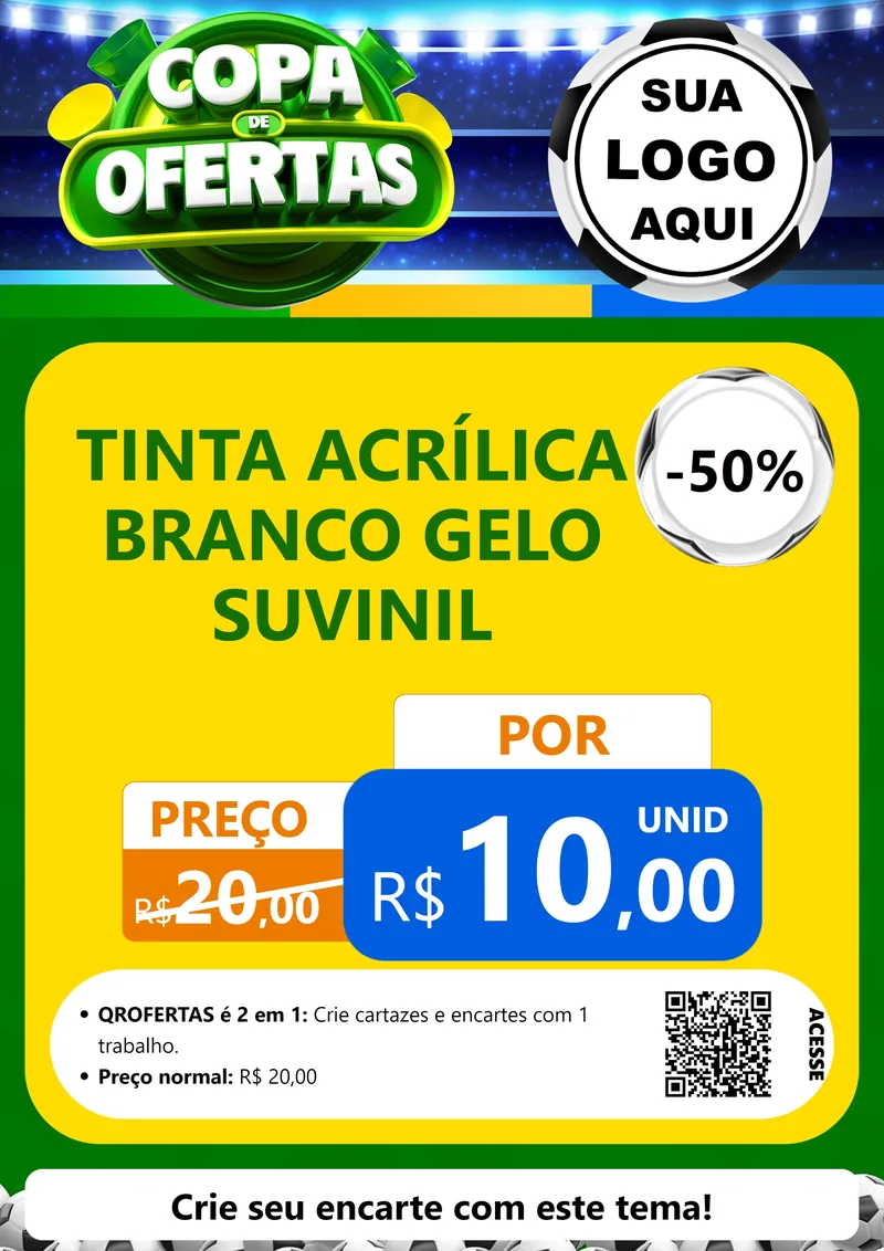 Modelo de Cartaz para Cartaz A4 Vertical com o tema Copa de Ofertas para Tintas e Ferramentas