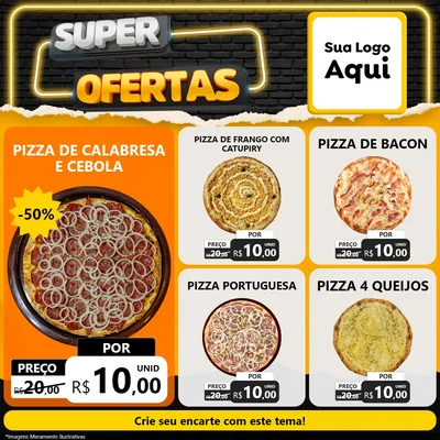 Modelo de Rede Social para Feed Facebook com o tema Super Ofertas para Pizzaria