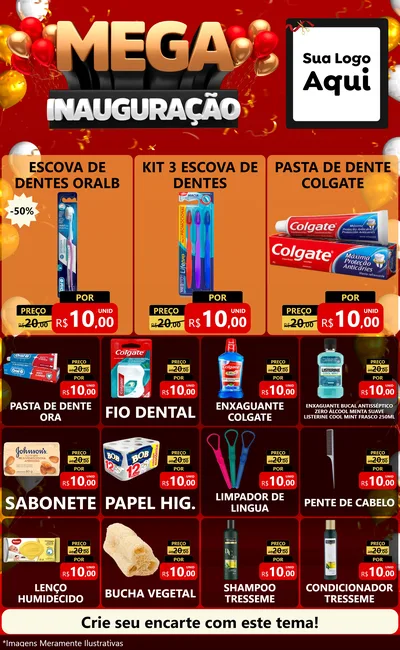 Modelo de Encarte para Encarte Grande com o tema Mega Inauguração para Higiene Pessoal