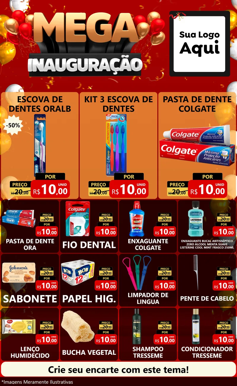 Modelo de Encarte para Encarte Grande com o tema Mega Inauguração para Higiene Pessoal