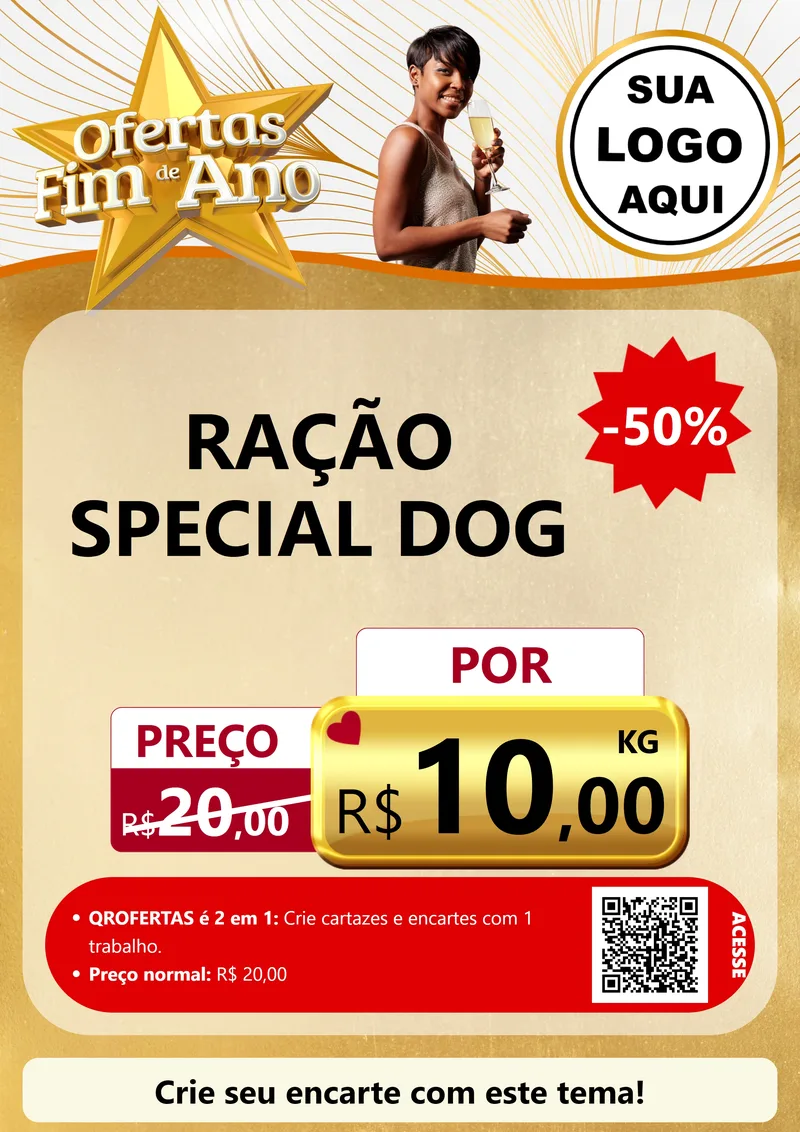 Modelo de Cartaz para Cartaz A4 Vertical com o tema Ofertas Fim de Ano para Pet Shop