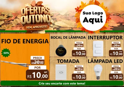 Modelo de Encarte para Encarte A4 Horizontal com o tema Ofertas de Outono - Vem, Aproveite! para Materiais Elétricos