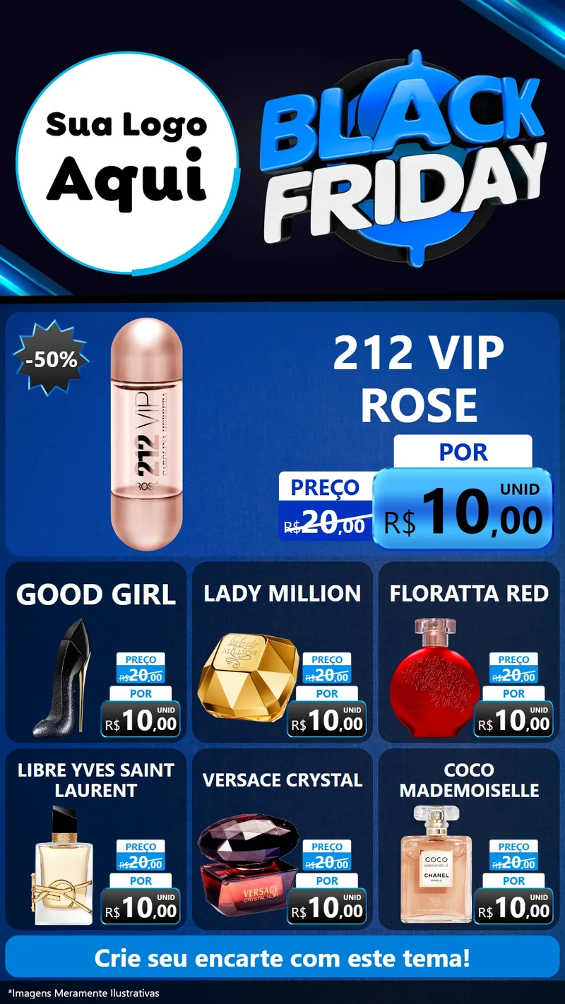 Modelo de Rede Social para Stories com o tema Black Friday para Perfumes