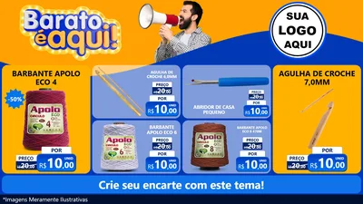 Modelo de TV para TV Horizontal com o tema Barato é aqui para Armarinho e Aviamentos