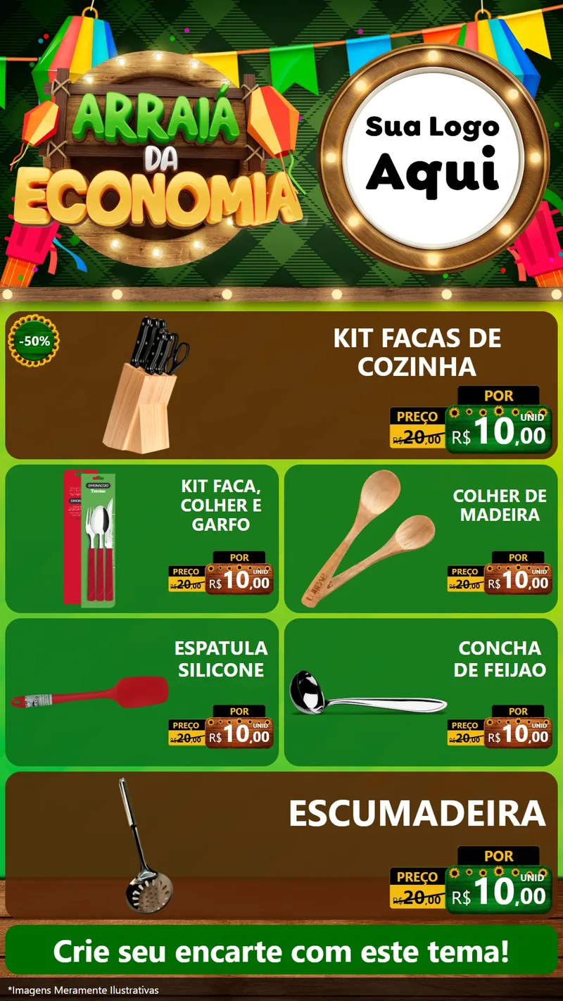 Modelo de TV para TV Vertical com o tema Arraiá de Economia para Utilidades Domésticas