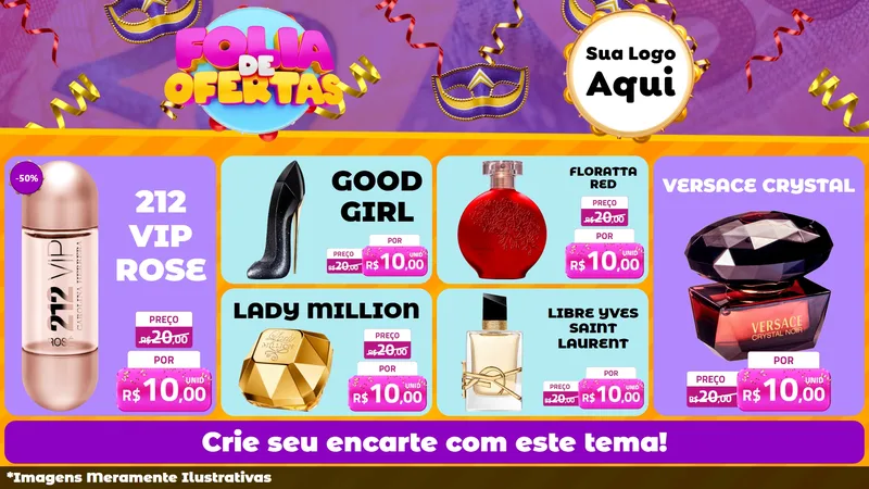 Modelo de TV para TV Horizontal com o tema Folia de Ofertas para Perfumes