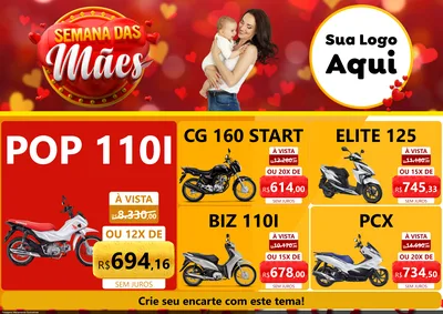 Modelo de Encarte para Encarte A4 Horizontal com o tema Semana das Mães para Concessionaria de Motos