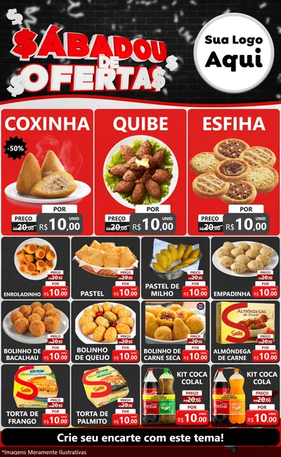 Modelo de Encarte para Encarte Grande com o tema Sabadou de Ofertas para Salgadaria