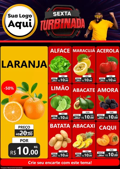 Modelo de Encarte para Encarte A4 Vertical com o tema Sexta Turbinada para Hortifrúti